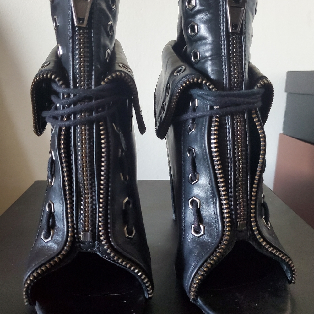 Alexander Wang Black Ankle Boots with Silver Accents Sz39 Box& Dustbag
